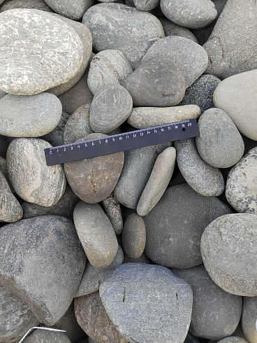 Kamenclub.ru: Галька речная плоская (серо-белая) фр. 70-120 мм. купить  в Туле галька галечник речной серый, белый окатанная плоская  природная галька 9000 руб/т   фото КАМЕНЬ КЛУБ