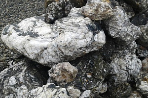 Kamenclub.ru: Черный гранит - кварцит фр. 500-1000 мм.  купить в Туле гранит кварцит черный серый белый скальный колотый валун 9750 руб/т   фото КАМЕНЬ КЛУБ