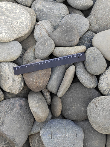Kamenclub.ru: Галька речная плоская (серо-белая) фр. 70-120 мм. купить  в Туле галька галечник речной серый, белый окатанная плоская  природная галька 9000 руб/т   фото КАМЕНЬ КЛУБ