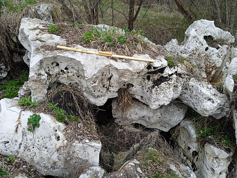 Kamenclub.ru: Выветренный известняк со мхом фр. 100-500 мм.  купить в Туле известняк серый белый зеленый валун известняковый крупный 10000 руб/т   фото КАМЕНЬ КЛУБ