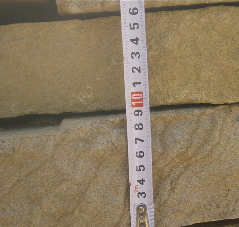 Kamenclub.ru: Песчаник пластушка желтый с рисунком (7-15 см)  купить в Туле плитняк - пластушка - бут желтый песчаник 10200 руб/м3   фото КАМЕНЬ КЛУБ