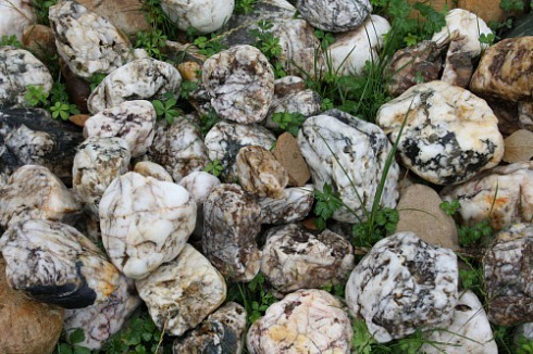 Kamenclub.ru: Кварцевый валунчик фр.100-300 мм.  купить в Туле кварц белый, бежевый молочный рыжий крупный природный камень галечник 7850 руб/т   фото КАМЕНЬ КЛУБ