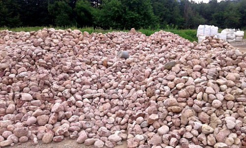 Kamenclub.ru: Розовый валунчик фр.100-300 мм.  купить в Туле крупный природный камень розовый, серый молочный красный речной галечник природный 7850 руб/т   фото КАМЕНЬ КЛУБ