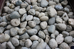 Kamenclub.ru: Речной валун (Ассорти) фр.100-300 мм.  купить в Туле галечник серый, темно-серый, светло-серый речная галька крупных размеров 4200 руб/т   фото КАМЕНЬ КЛУБ